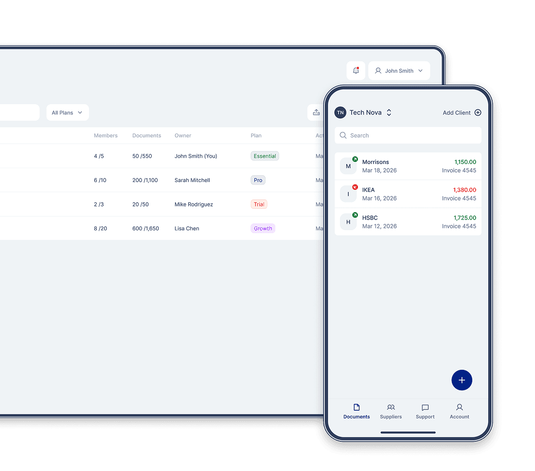 Receiptflow dashboard on tablet and mobile
